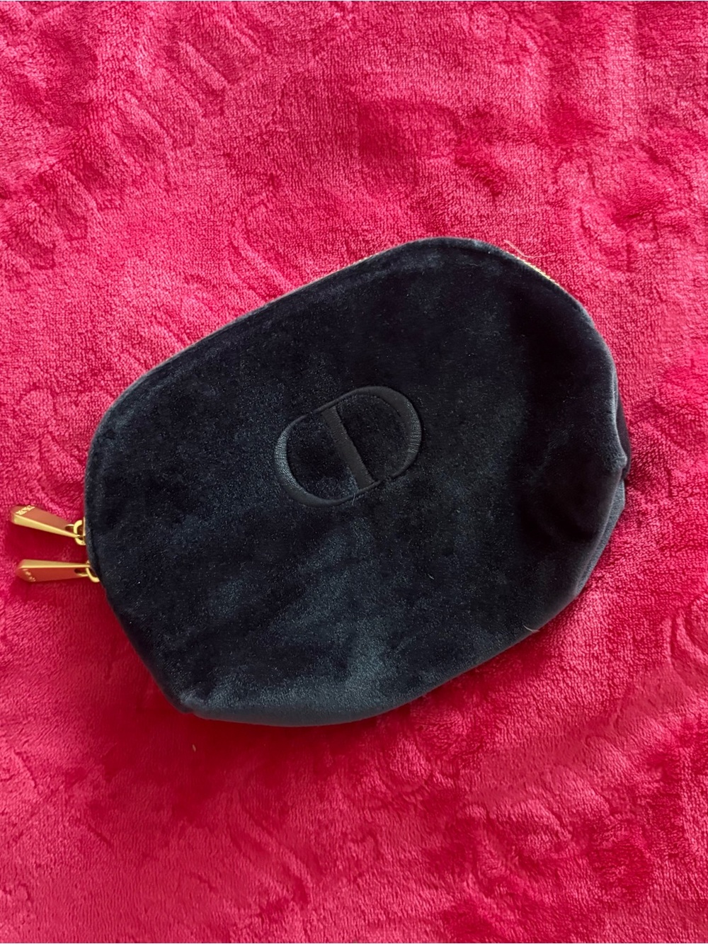 Dior Beauty Velvet Cosmetic Pouch Black Zip Makeup Bag